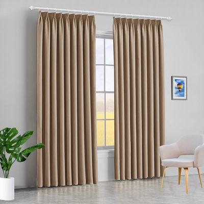100% Polyester Double Pinch Pleat Blackout Window Curtain Panel & Drapes and Thermal Insulation (Taupe, 84 Inch by 96 Inch- 1 Panel)
