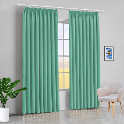 100% Polyester Double Pinch Pleat Blackout Window Curtain Panel & Drapes and Thermal Insulation (Seafoam Green, 84 Inch by 120 Inch- 1 Panel)