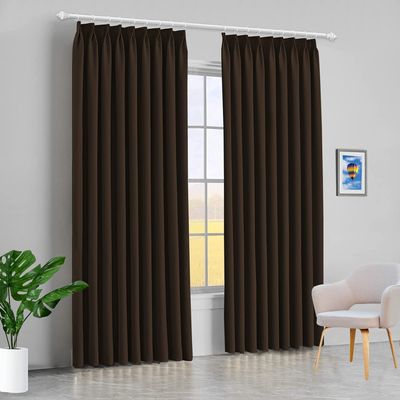 100% Polyester Double Pinch Pleat Blackout Window Curtain Panel & Drapes and Thermal Insulation (Dark Chocolate, 60 Inch by 96 Inch- 1 Panel)