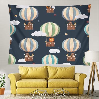 TropicalLife Cute Hot Air Balloon Tapestry Wall Hanging for Bedroom Decor Living Room Divider Aesthetic Cute Animal Small Art Home Decoration Gift Polyester Tapestry (40" x 60")