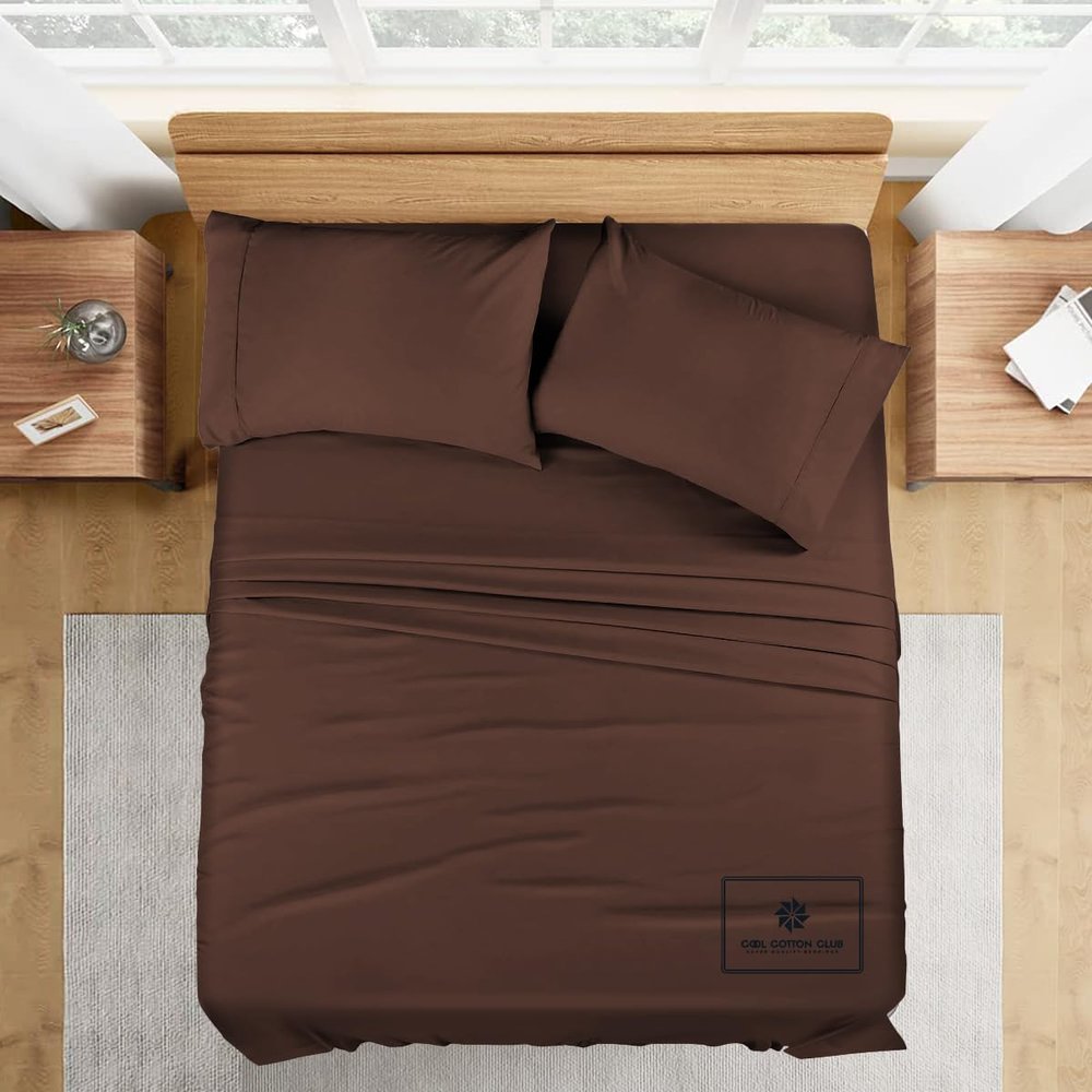 1000-TC King Size 4 Piece Sheet Set - Comfy Sheets, Peruvian Pima Cotton Hotel Luxury Bed Sheets for Women, Men, Kids & Teens - Deep Pocket Easy-Fits up to 18-21" Mattress (Solid, Chocolate)