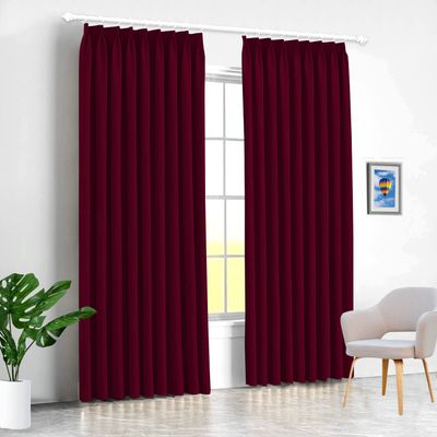 100% Polyester Double Pinch Pleat Blackout Window Curtain Panel & Drapes and Thermal Insulation (Wine, 60 Inch by 120 Inch- 1 Panel)