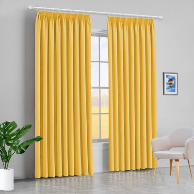 100% Polyester Double Pinch Pleat Blackout Window Curtain Panel & Drapes and Thermal Insulation (Yellow Gold, 60 Inch by 120 Inch- 1 Panel)