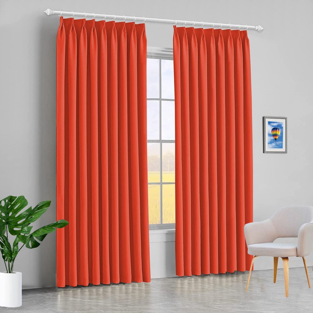 100% Polyester Double Pinch Pleat Blackout Window Curtain Panel & Drapes and Thermal Insulation (Brick Red, 84 Inch by 108 Inch- 1 Panel)