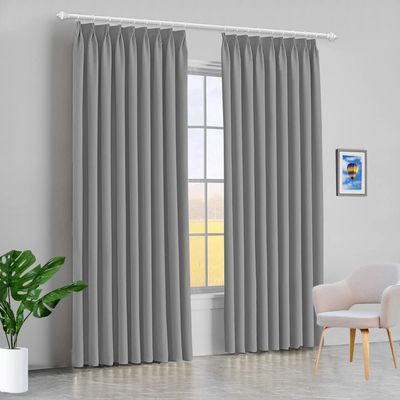 100% Polyester Double Pinch Pleat Blackout Window Curtain Panel & Drapes and Thermal Insulation (Grey, 84 Inch by 96 Inch- 1 Panel)