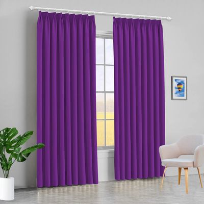 100% Polyester Double Pinch Pleat Blackout Window Curtain Panel & Drapes and Thermal Insulation (Purple, 84 Inch by 120 Inch- 1 Panel)