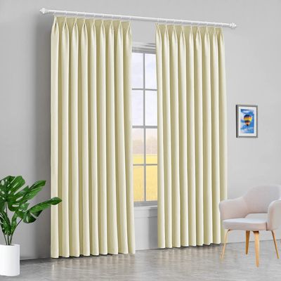 100% Polyester Double Pinch Pleat Blackout Window Curtain Panel & Drapes and Thermal Insulation (Ivory, 84 Inch by 84 Inch- 1 Panel)