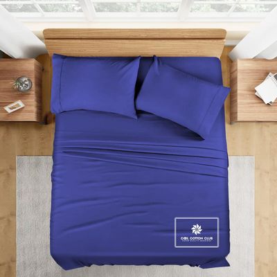 1000-TC Queen Size 4 Piece Sheet Set - Comfy Sheets, Peruvian Pima Cotton Hotel Luxury Bed Sheets for Women, Men, Kids & Teens - Deep Pocket Easy-Fits up to 26-30" Mattress (Solid, Royal Blue)
