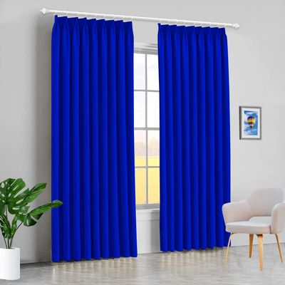 100% Polyester Double Pinch Pleat Blackout Window Curtain Panel & Drapes and Thermal Insulation (Royal Blue, 84 Inch by 84 Inch- 1 Panel)