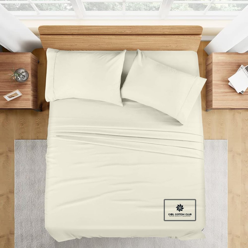1000-TC King Size 4 Piece Sheet Set - Comfy Sheets, Peruvian Pima Cotton Hotel Luxury Bed Sheets for Women, Men, Kids & Teens - Deep Pocket Easy-Fits up to 10-12" Mattress (Solid, Beige)