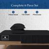 1000-TC Queen Size 4 Piece Sheet Set - Comfy Sheets, Peruvian Pima Cotton Hotel Luxury Bed Sheets for Women, Men, Kids & Teens - Deep Pocket Easy-Fits up to 22-24" Mattress (Stripe, Black) view 3
