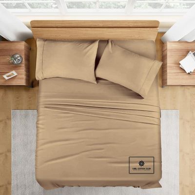 1000-TC King Size 4 Piece Sheet Set - Comfy Sheets, Peruvian Pima Cotton Hotel Luxury Bed Sheets for Women, Men, Kids & Teens - Deep Pocket Easy-Fits up to 18-21" Mattress (Solid, Taupe)