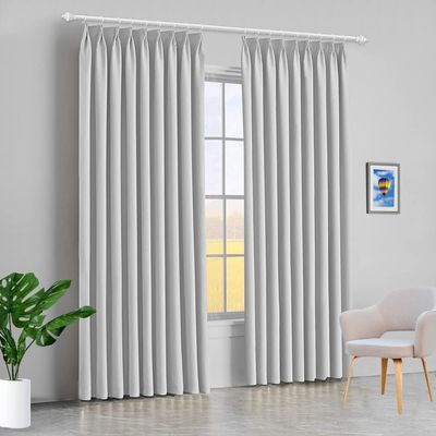 100% Polyester Double Pinch Pleat Blackout Window Curtain Panel & Drapes and Thermal Insulation (Silver Grey, 60 Inch by 120 Inch- 1 Panel)