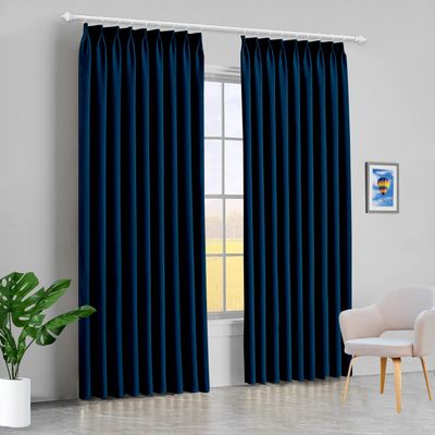 100% Polyester Double Pinch Pleat Blackout Window Curtain Panel & Drapes and Thermal Insulation (Navy Blue, 84 Inch by 84 Inch- 1 Panel)