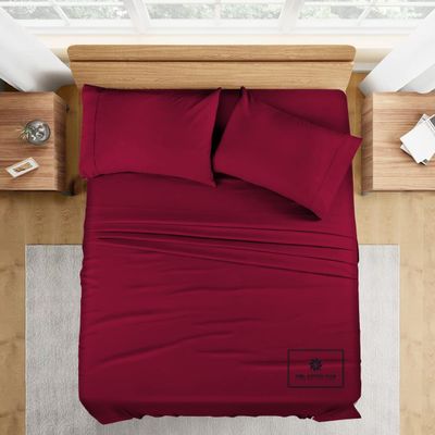 1000-TC Queen Size 4 Piece Sheet Set - Comfy Sheets, Peruvian Pima Cotton Hotel Luxury Bed Sheets for Women, Men, Kids & Teens - Deep Pocket Easy-Fits up to 22-24" Mattress (Solid, Burgundy)