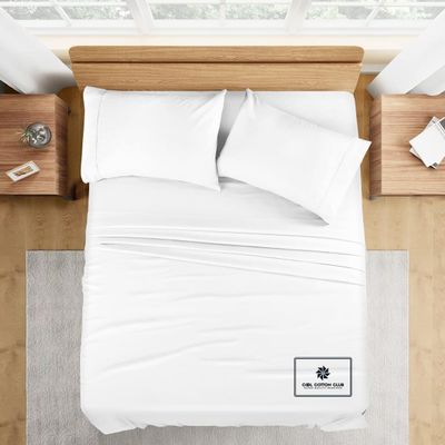 1000-TC Queen Size 4 Piece Sheet Set - Comfy Sheets, Peruvian Pima Cotton Hotel Luxury Bed Sheets for Women, Men, Kids & Teens - Deep Pocket Easy-Fits up to 22-24" Mattress (Solid, White)