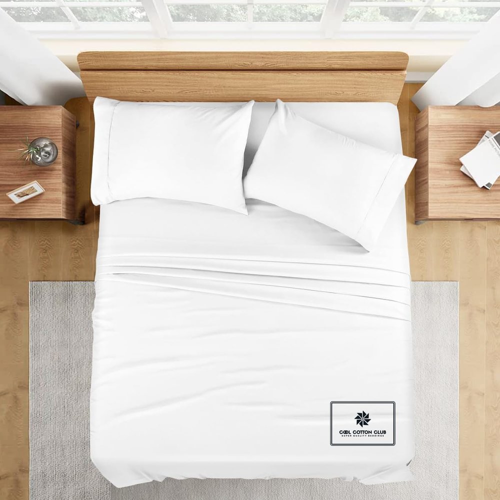 1000-TC Queen Size 4 Piece Sheet Set - Comfy Sheets, Peruvian Pima Cotton Hotel Luxury Bed Sheets for Women, Men, Kids & Teens - Deep Pocket Easy-Fits up to 22-24" Mattress (Solid, White)