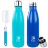 BOGI 2 Pack 25oz Insulated Water Bottle Double Wall Vacuum Stainless Steel Water Bottles, Leak Proof Metal Sports Water Bottle Keeps Drink Hot & Cold -Perfect for Outdoor Sports Camping (Mint+Dblue) view 1