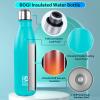 BOGI 2 Pack 25oz Insulated Water Bottle Double Wall Vacuum Stainless Steel Water Bottles, Leak Proof Metal Sports Water Bottle Keeps Drink Hot & Cold -Perfect for Outdoor Sports Camping (Mint+Dblue) view 3