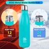 BOGI 2 Pack 25oz Insulated Water Bottle Double Wall Vacuum Stainless Steel Water Bottles, Leak Proof Metal Sports Water Bottle Keeps Drink Hot & Cold -Perfect for Outdoor Sports Camping (Mint+Dblue) view 4