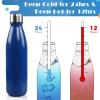 BOGI 2 Pack 17oz Insulated Water Bottle Double Wall Vacuum Stainless Steel Water Bottles, Leak Proof Metal Sports Water Bottle Keeps Drink Hot & Cold - Perfect for Outdoor Sports Camping (Mint+Dblue) view 3