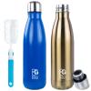 BOGI 2 Pack 25oz Insulated Water Bottle Double Wall Vacuum Stainless Steel Water Bottles, Leak Proof Metal Sports Water Bottle Keeps Drink Hot & Cold -Perfect for Outdoor Sports Camping (Cham+Dblue) view 1