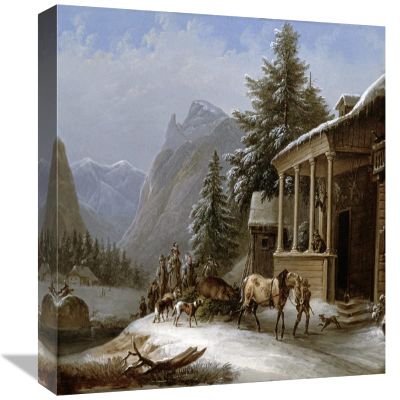 16 in. Winter in The Bavarian Alps Art Print - Jakob Gauermann