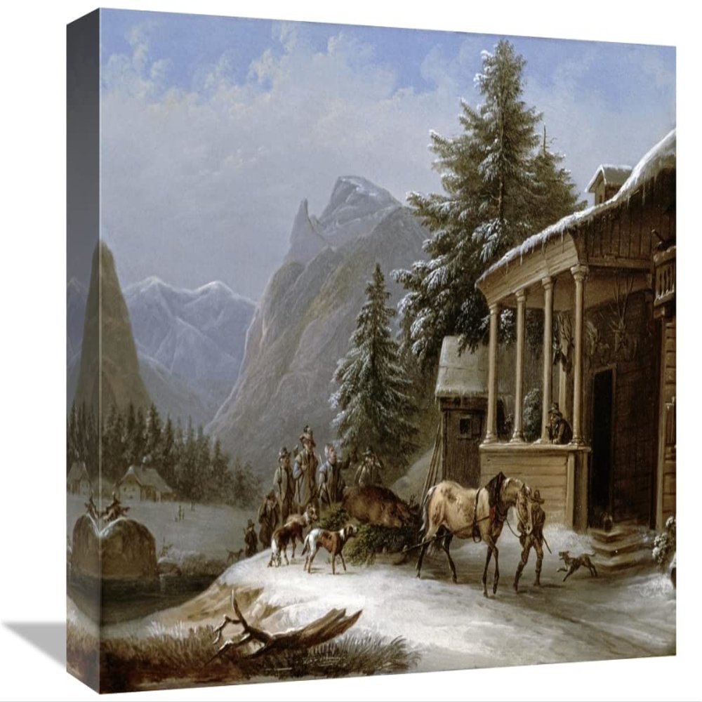 16 in. Winter in The Bavarian Alps Art Print - Jakob Gauermann