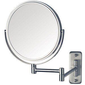 8 in, 8X-1X Wall Mount Mirror, Double Arm, Nickel