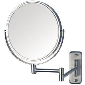 8 in, 8X-1X Wall Mount Mirror, Double Arm, Nickel