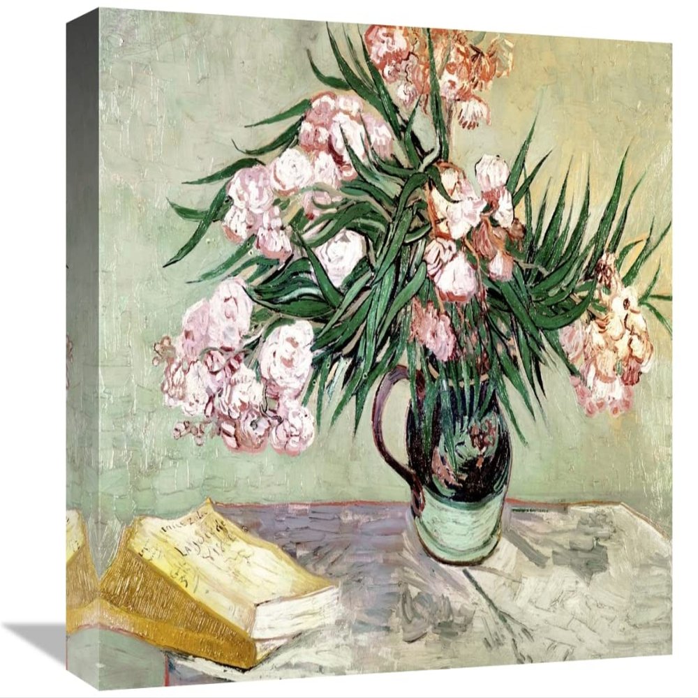 16 in. Still Life - Vase with Oleanders & Books Art Print - Vincent Van Gogh