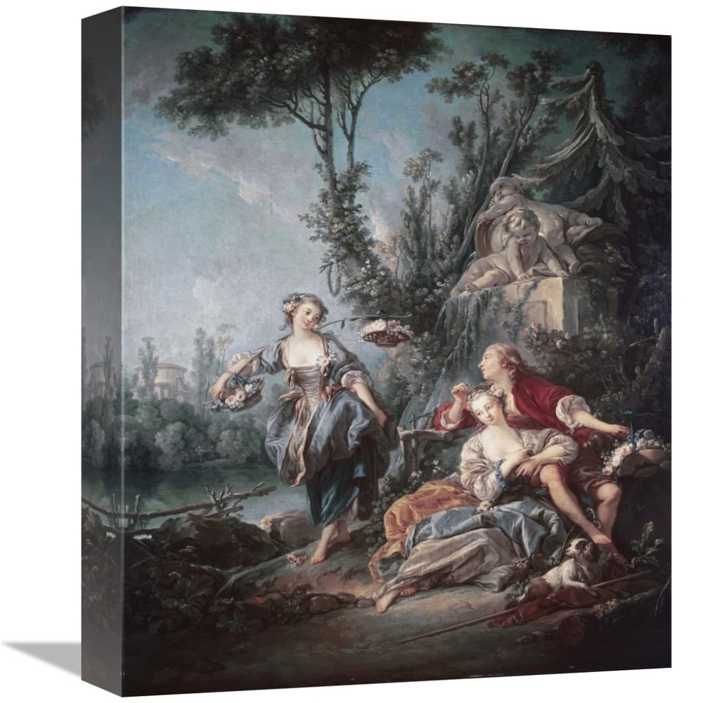 16 in. Flower Gatherers Art Print - Francois Boucher