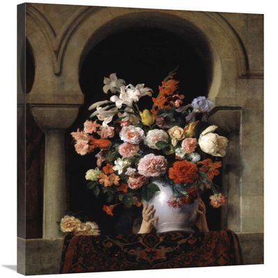 36 in. Vase of Flowers in The Window Art Print - Francesco Hayez