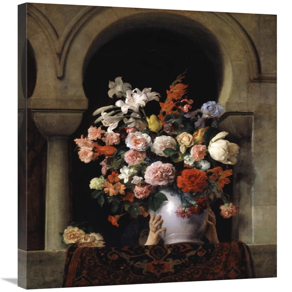 36 in. Vase of Flowers in The Window Art Print - Francesco Hayez