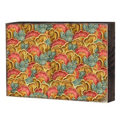 Patterned Rustic Wooden Block Design Graphic Art