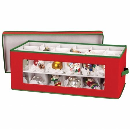 Christmas Ornament Storage Chest Red and Green
