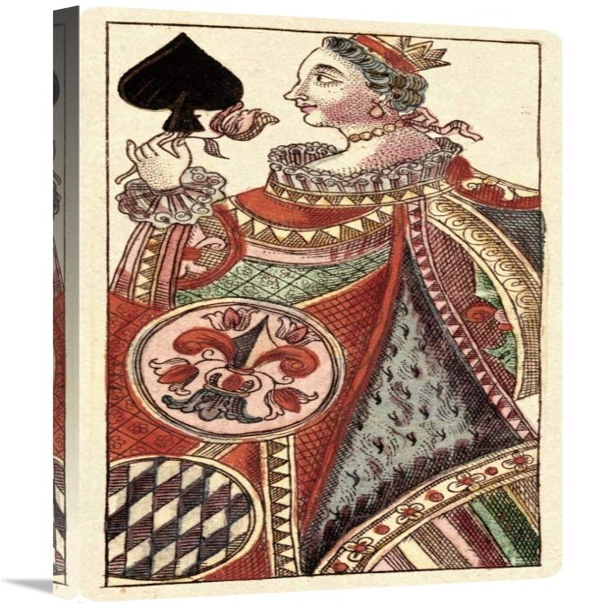18 x 36 in. Queen of Spades - Bauern Hochzeit Deck Art Print - Andreas Benedictus Gobl