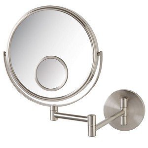 8 in, 10X-1X with 15X Spot Wall Mount Mirror, Nickel