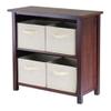 Verona 2 Section M Storage Shelf with 4 Foldable Fabric Baskets - Walnut and Beige view 1