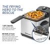 Elite Gourmet EDF1607# 800-Watt Mesh Basket 1.6 Quart / 6.5 Cup Oil Capacity, Electric Immersion Deep Fryer with Temperature Knob and Lid with View Window, stainless steel view 2
