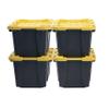 CX BLACK & YELLOW, 12-Gallon Heavy Duty Tough Storage Container & Snap-Tight Lid, (12.51H x 16.3W x 21.8D), Weather-Resistant Design and Stackable Organization Tote [4 Pack] view 1