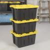 CX BLACK & YELLOW, 12-Gallon Heavy Duty Tough Storage Container & Snap-Tight Lid, (12.51H x 16.3W x 21.8D), Weather-Resistant Design and Stackable Organization Tote [4 Pack] view 3