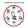 Impecca Bagged Canister Vacuum Cleaner for Carpets, Rugs, Hard Floors, Upholstery, Powerful 1000W Motor, 2L Dust Capacity, Includes 6 Cleaning Tools and 3 Bags, White view 3