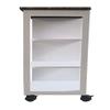 Kings Brand Furniture - White Finish Wood & Marble Vinyl Top Kitchen Storage Cabinet Cart view 4