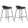 2xhome Set of 2 Black - 25" Seat Height Molded Plastic Bar Stool Modern Counter Stools with Backs and armless Metal Legs Black view 1