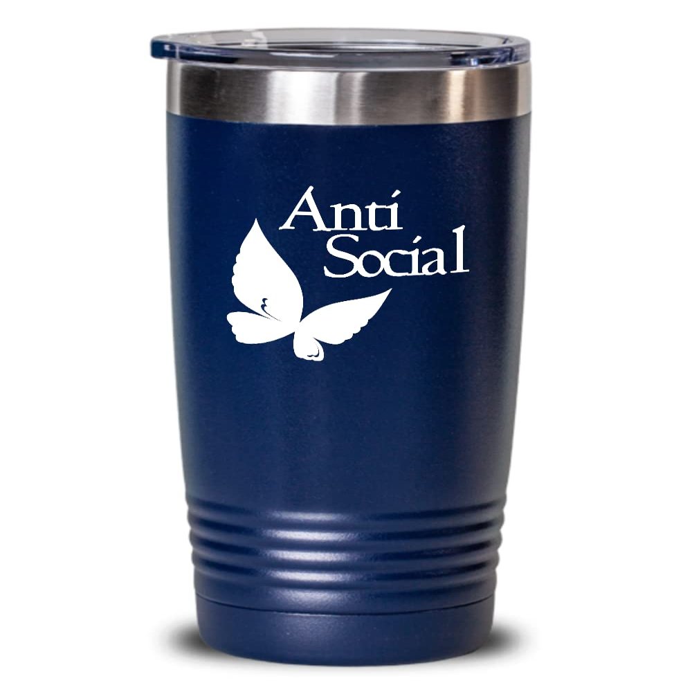 Anti-Social Butterfly Tumbler Travel Cup Gift for Antisocial Sister Club
