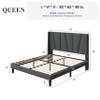 Allewie Queen Size Platform Bed Frame with Geometric Wingback Headboard, Boho Upholstered Bed with Wooden Slats Support, No Box Spring Needed, Easy Assembly, Dark Grey view 2
