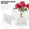 Wedding Ring Bearer Pillow 20x20cm White Lace Pearls Cushion with Ribbon Heart Suspender Sparkling Holder for Ceremony Engagement Party Keepsake view 2