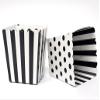 Black and White Party Favor Snack Boxes for Weddings, Graduations, Kids and Adult Birthday Parties, Baby Showers. Set of 12 Reversible Polka Dots and Stripes Scalloped Popcorn Boxes view 1