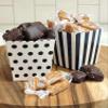 Black and White Party Favor Snack Boxes for Weddings, Graduations, Kids and Adult Birthday Parties, Baby Showers. Set of 12 Reversible Polka Dots and Stripes Scalloped Popcorn Boxes view 2